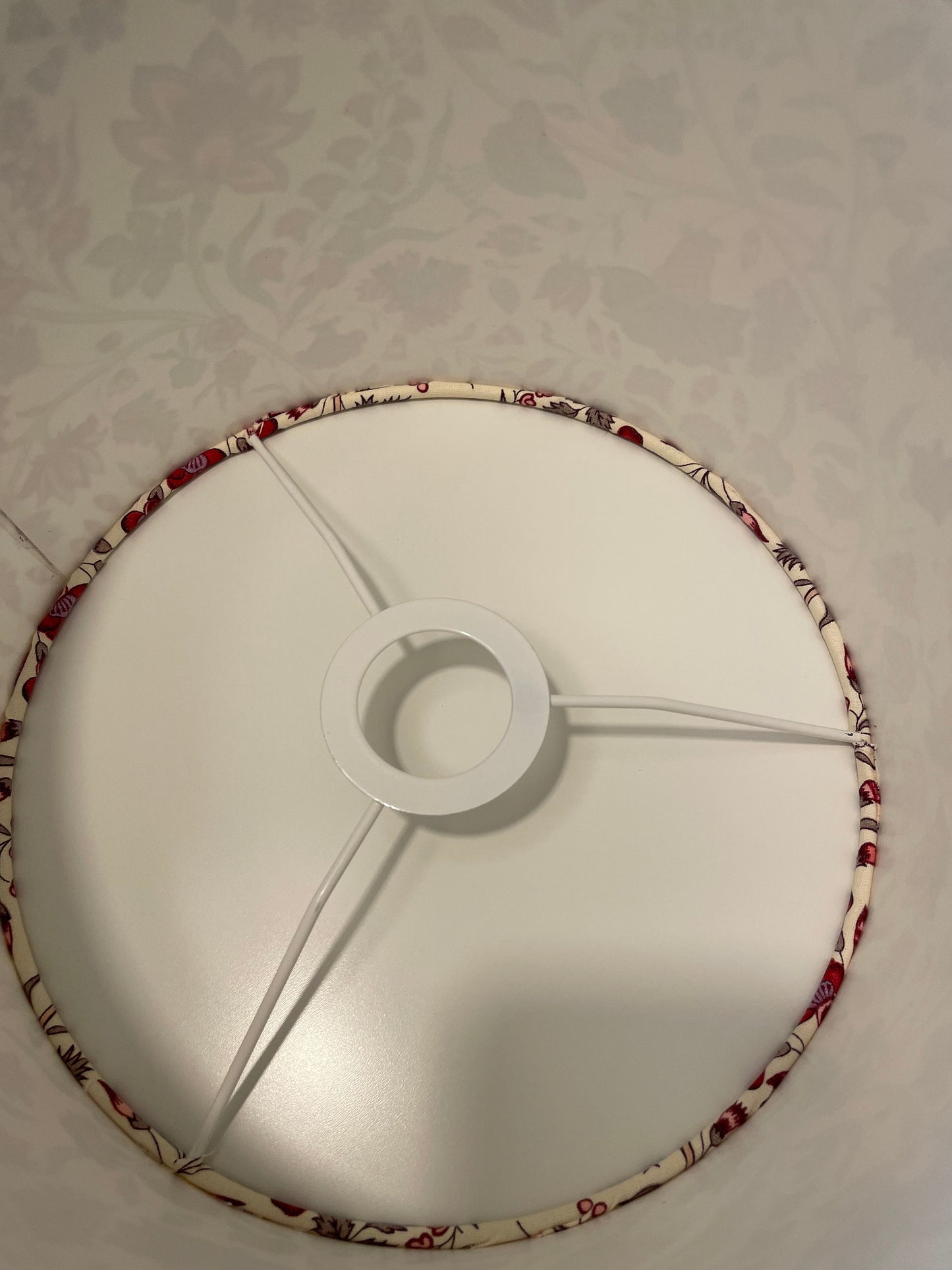 10 inch Drum Lampshade. French Jacquard. "Les Indiennes" Shades of Rose on Ecru.