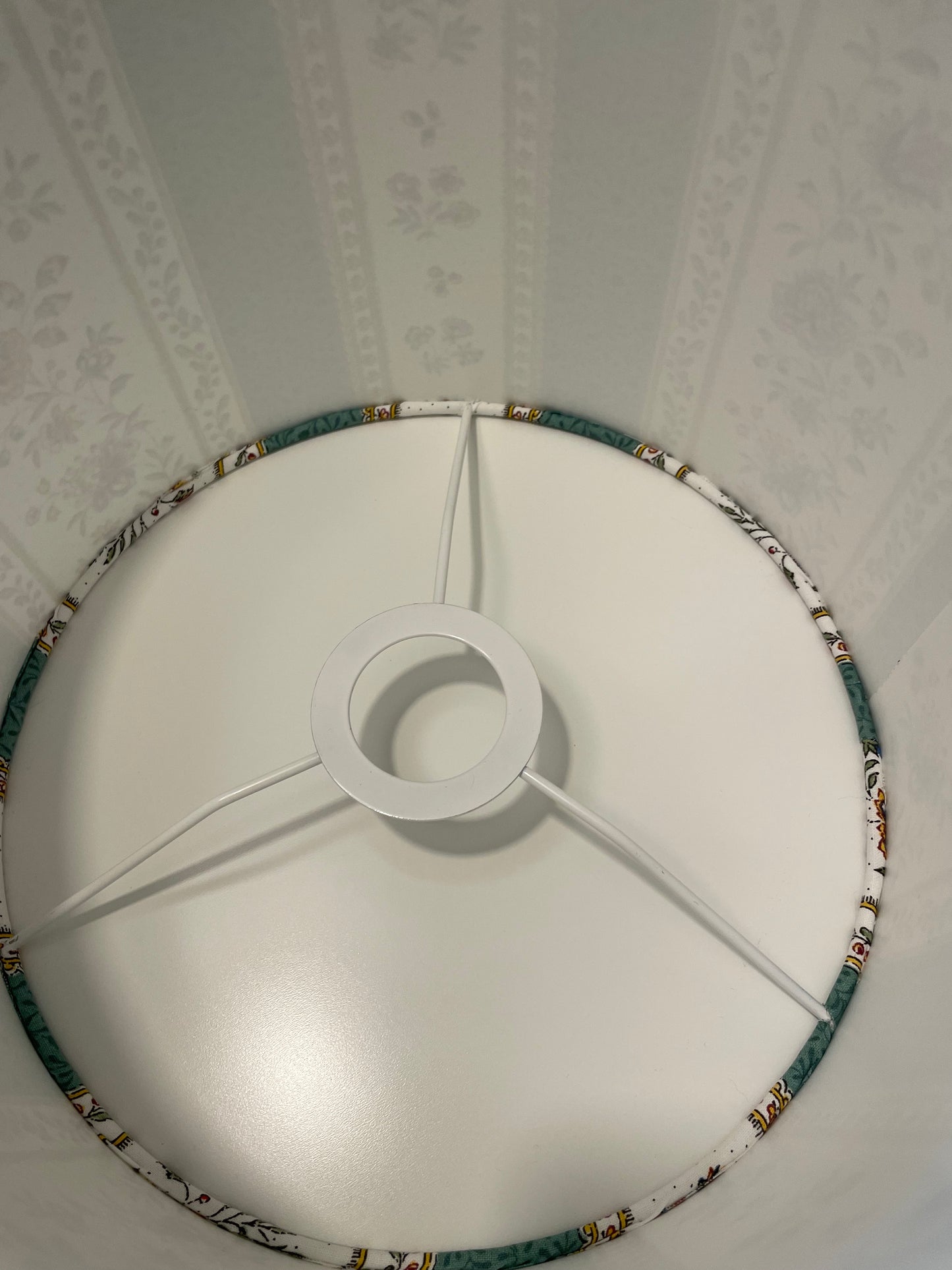 10 inch Drum Lampshade. French Jacquard. Provençe Stripe "Gordes" Green.