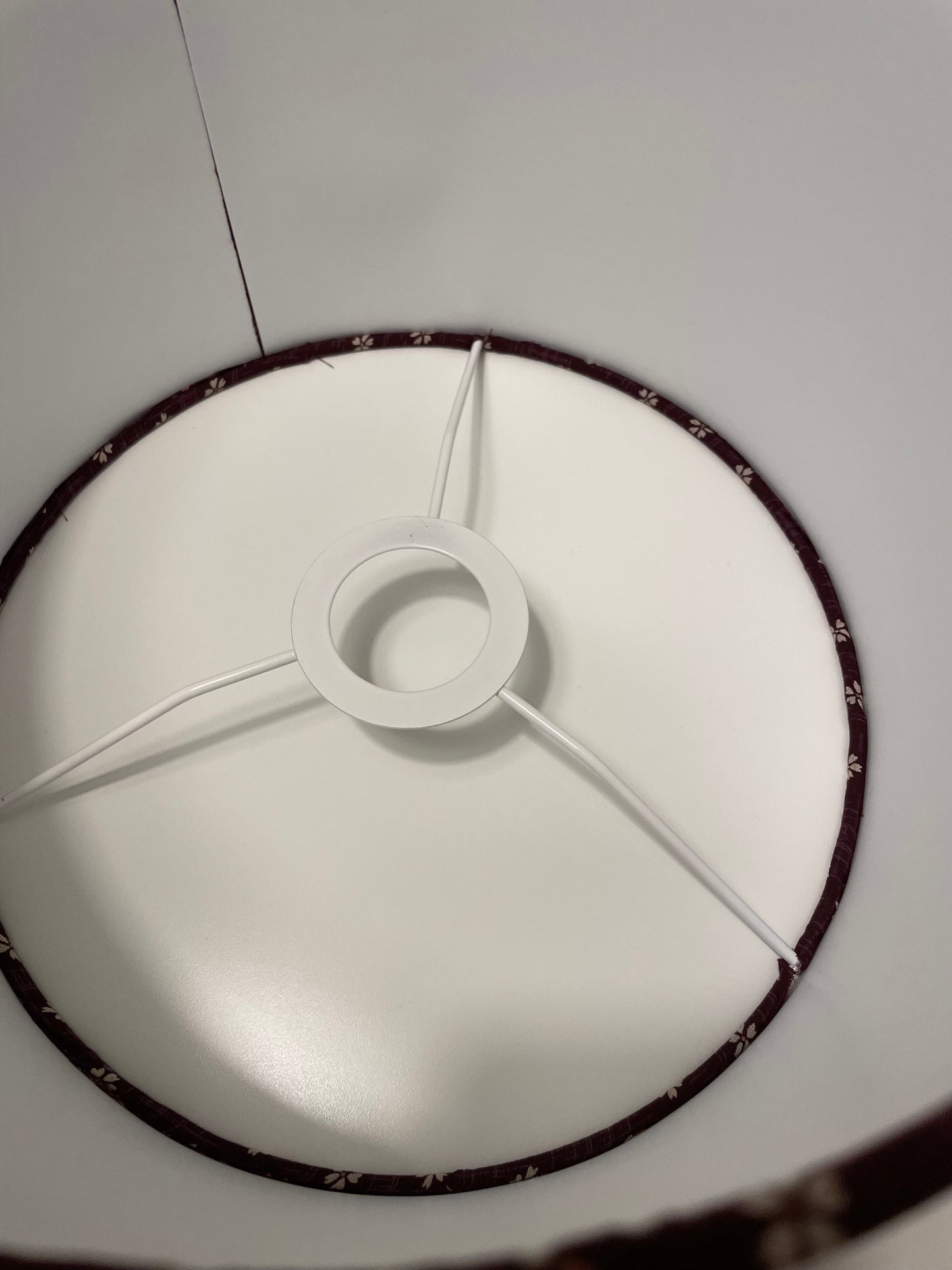 10 inch Drum Lampshade. Deep Plum with Tiny Cherry Blossom Motif. Japanese Cotton Fabric.