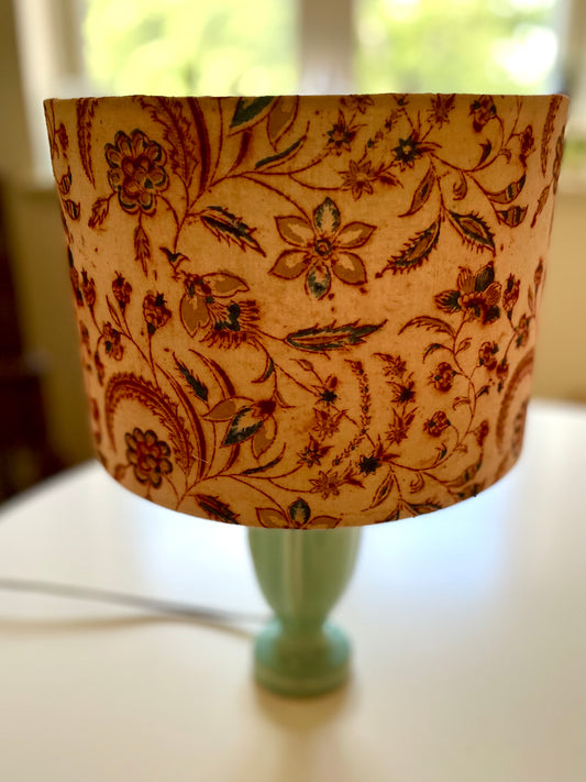 *SAMPLE SALE* 10 Inch Drum Lamp Shade. Indian Block Print. Earthy Tones Kalamkari hand Print.
