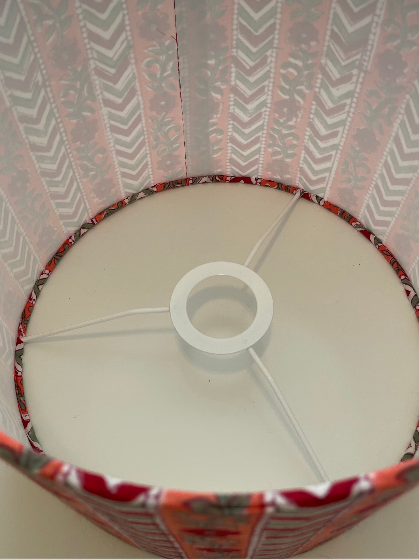 *SAMPLE SALE* 10 Inch Drum Lamp Shade. Pink and Red Stripe. Indian Block Print.
