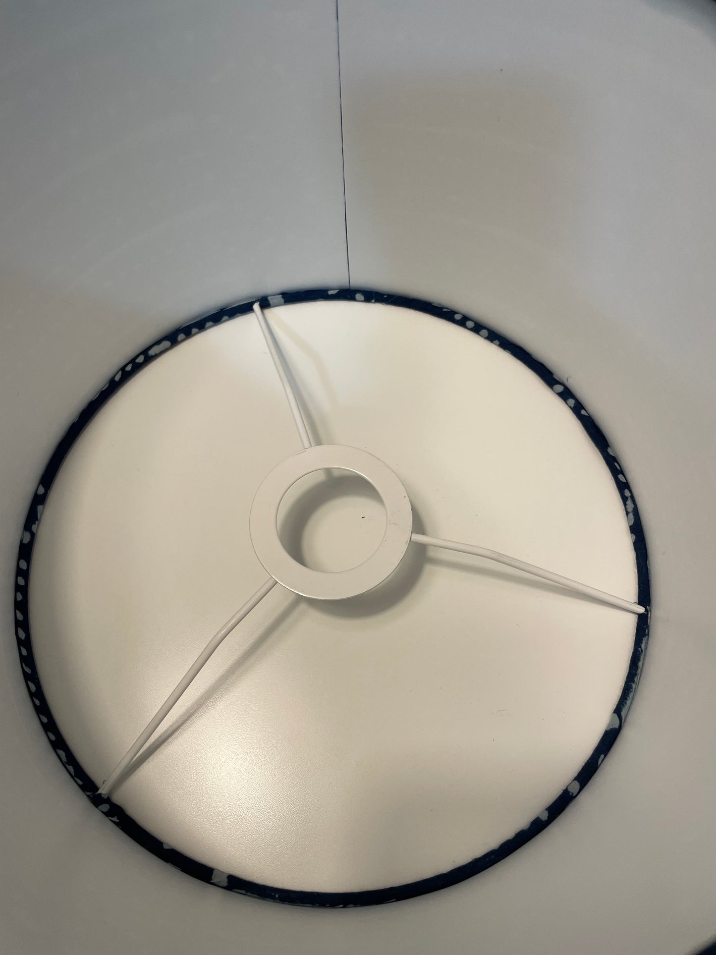 10 inch Drum Lampshade. Indigo Hand Batik. Dot and Arrow Motif.