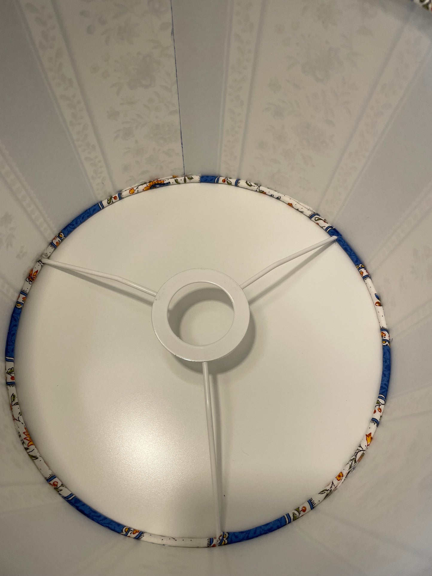 10 inch Drum Lampshade. French Jacquard. Provençe Stripe "Gordes" Blue.