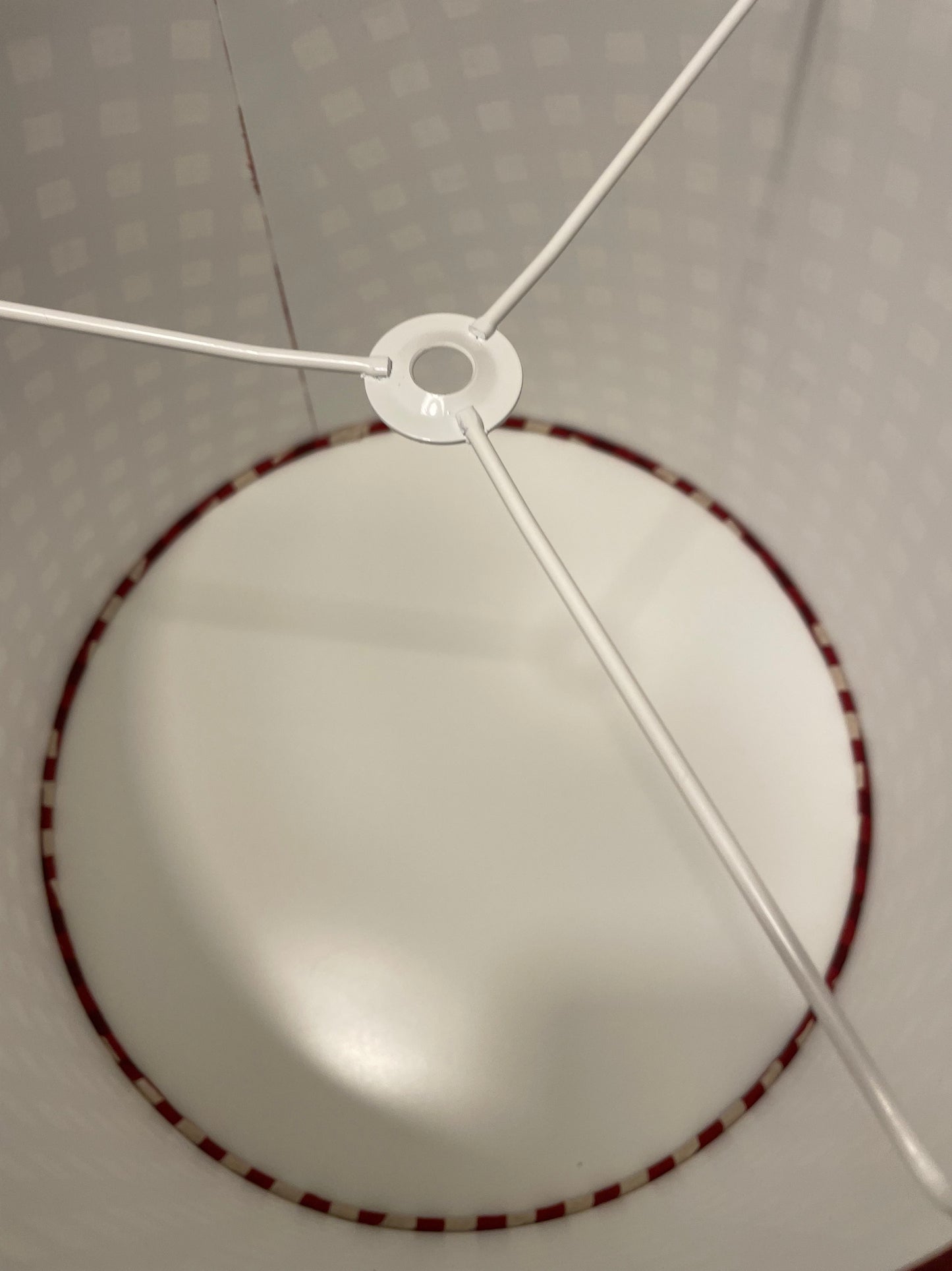 Large Empire Shade. 11.75 x 13.75 x 11.75. Maroon-Red Gingham Cotton-Linen from Japan.