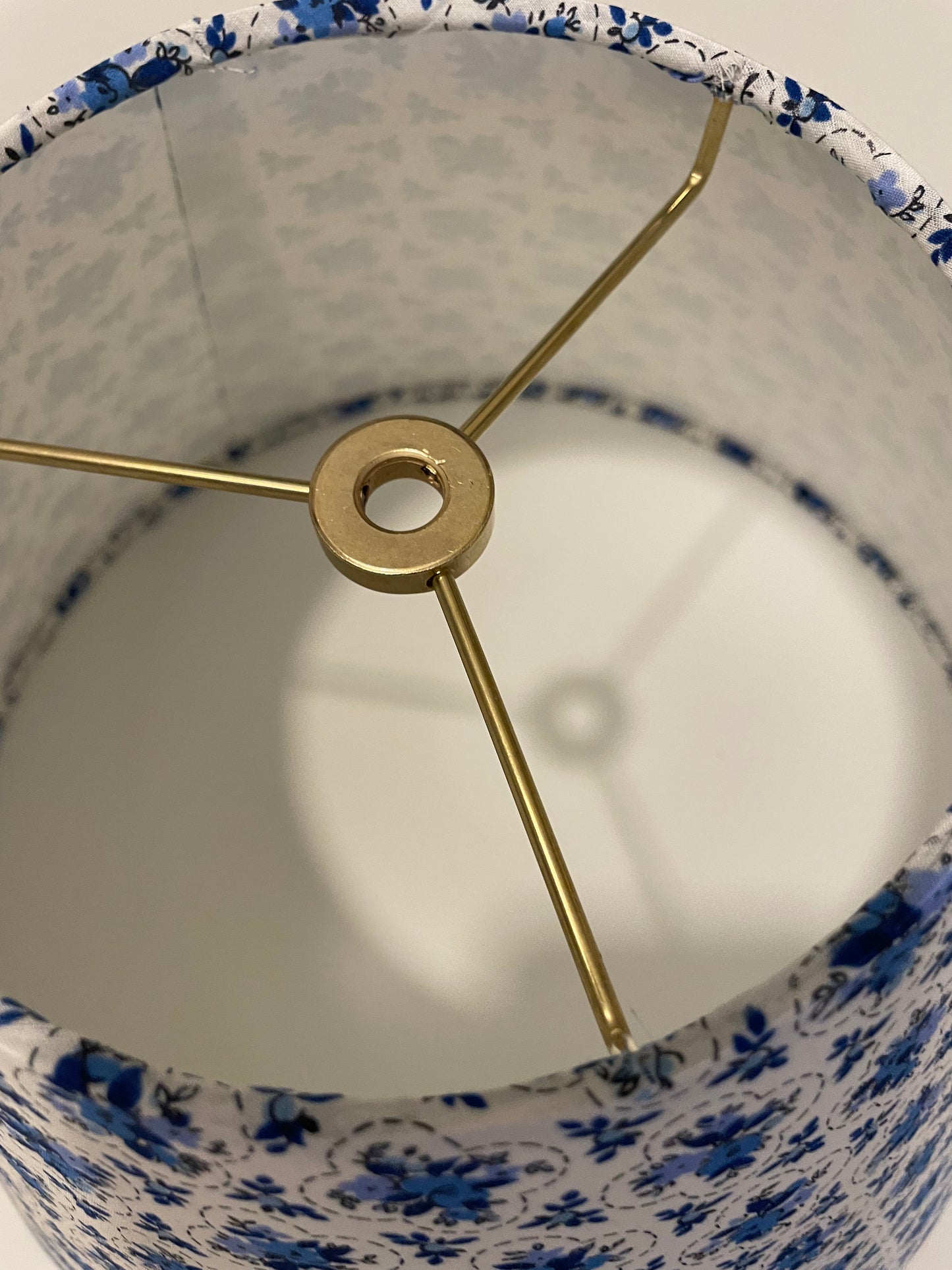 Small Conical Lampshade. Crisp Blue and White Japanese Poplin.