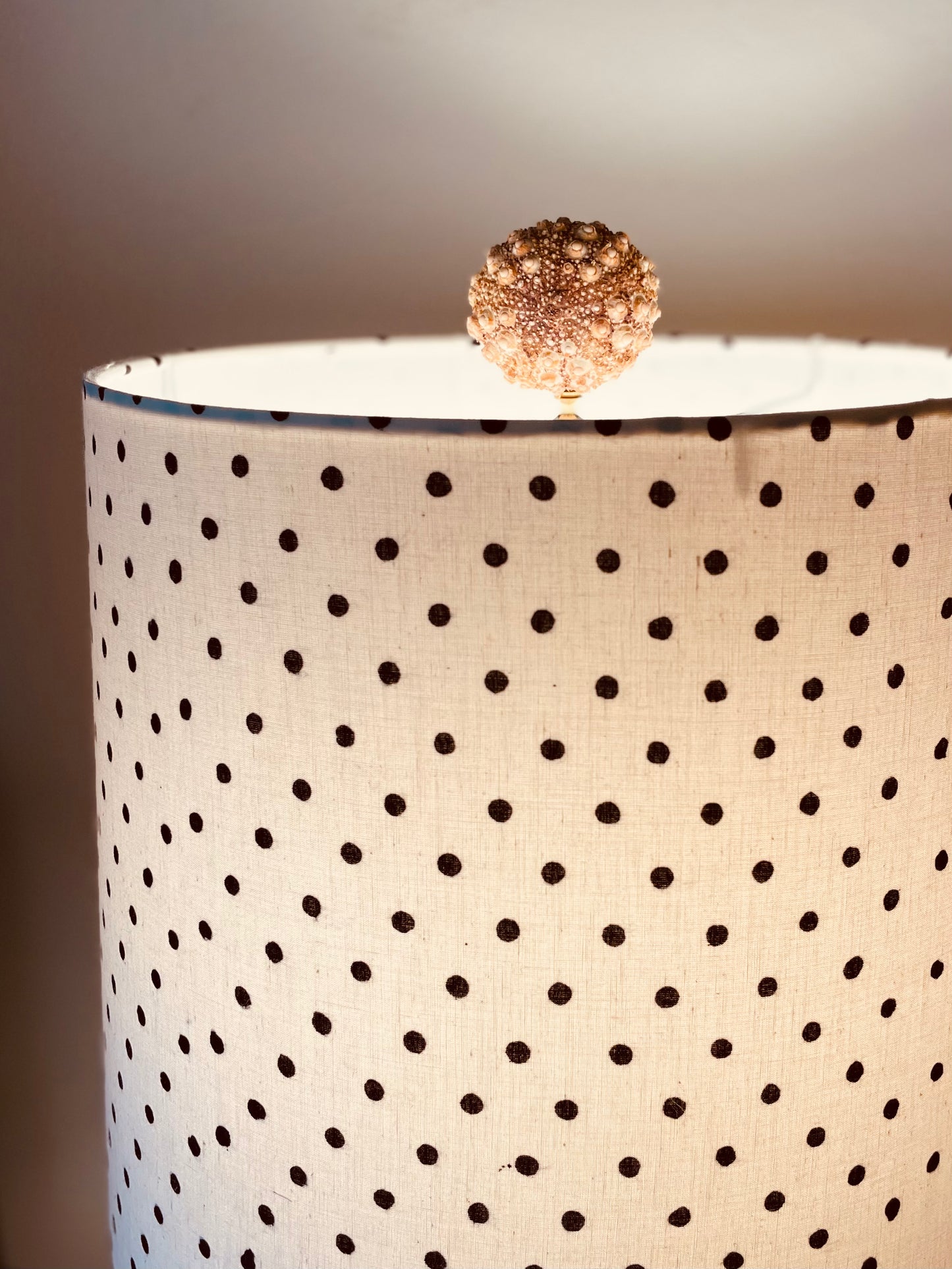 Knobby Urchin Seashell Finial. Peachy Brown. One of a kind! 3 inches.