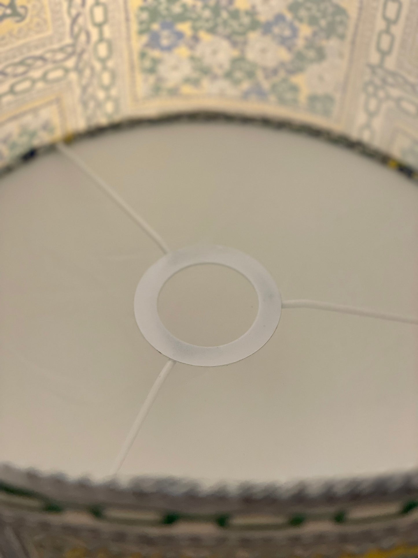 12 Inch Drum Lampshade. Japanese Cotton Lawn. Yellow, Blue, Green, and White Nautical Motif.