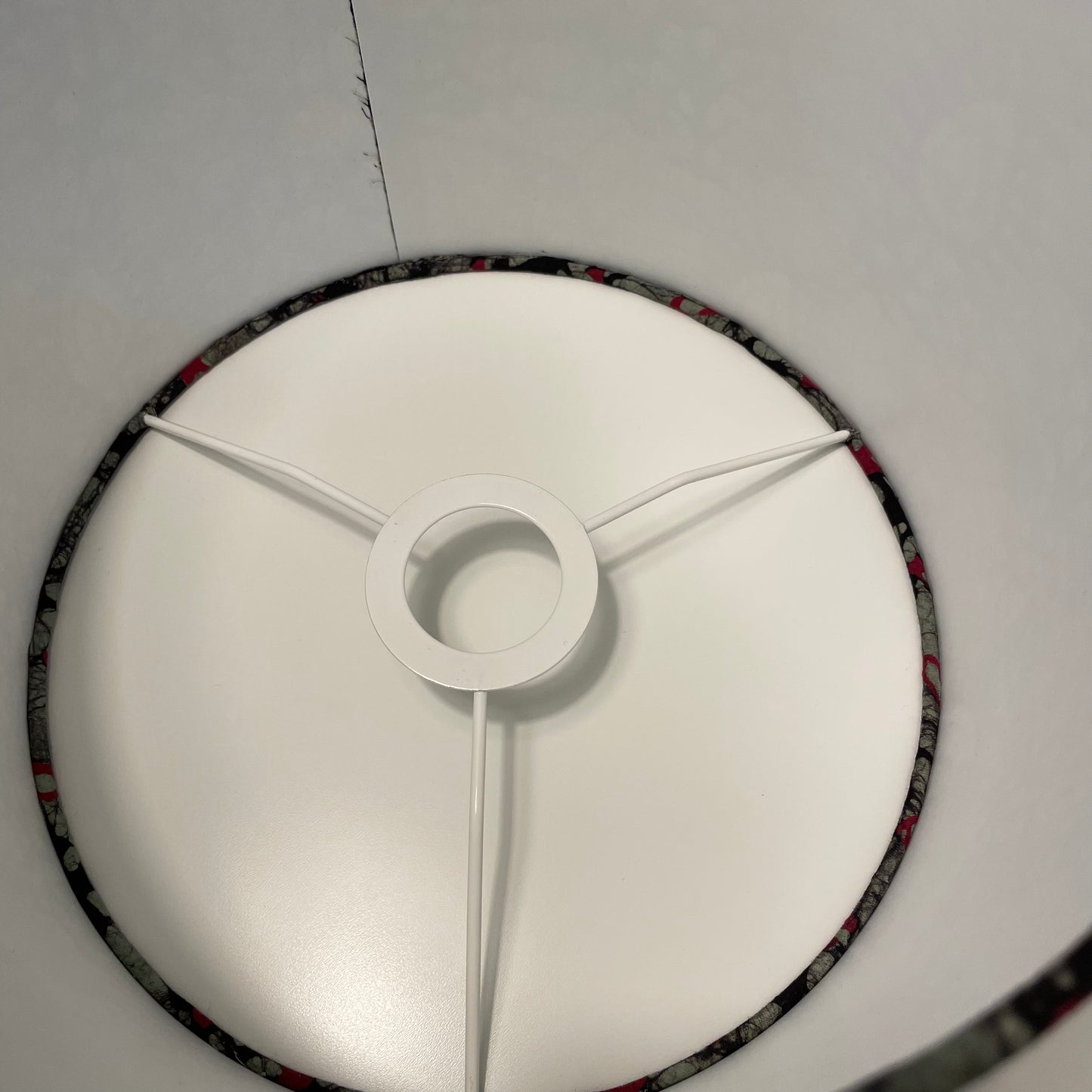 10 inch Drum Lampshade. Indian Hand Batik. Ruby Red Paisley with Inky Black and Smoky Gray.