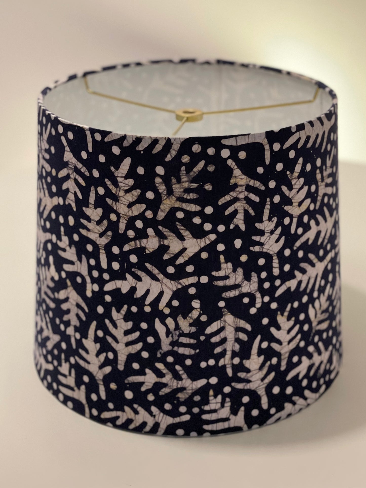 Medium Empire Lampshade. Kutchi Indigo Batik.
