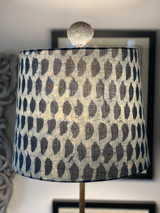 Medium Empire Lampshade. Indigo Hand Batik from India.