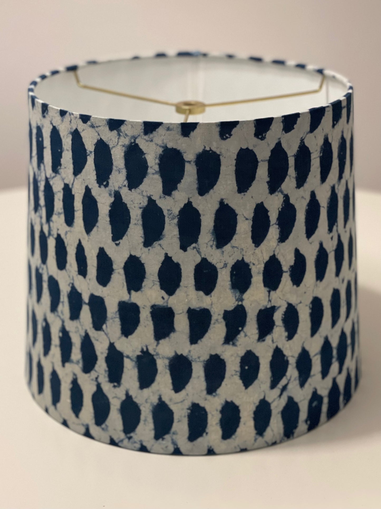 Medium Empire Lampshade. Indigo Hand Batik from India.