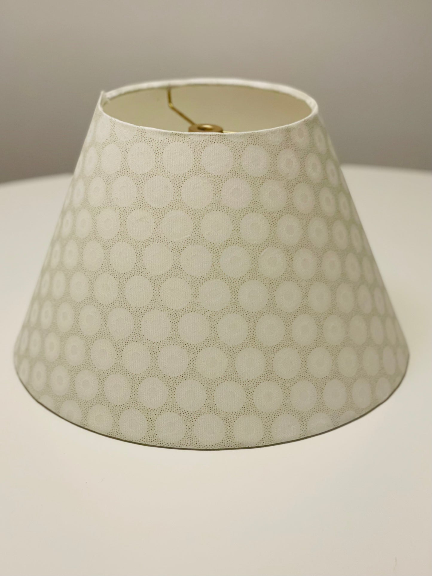 Small Conical Lampshade. Lovely South African Shwe Shwe Fabric- White and Gold.