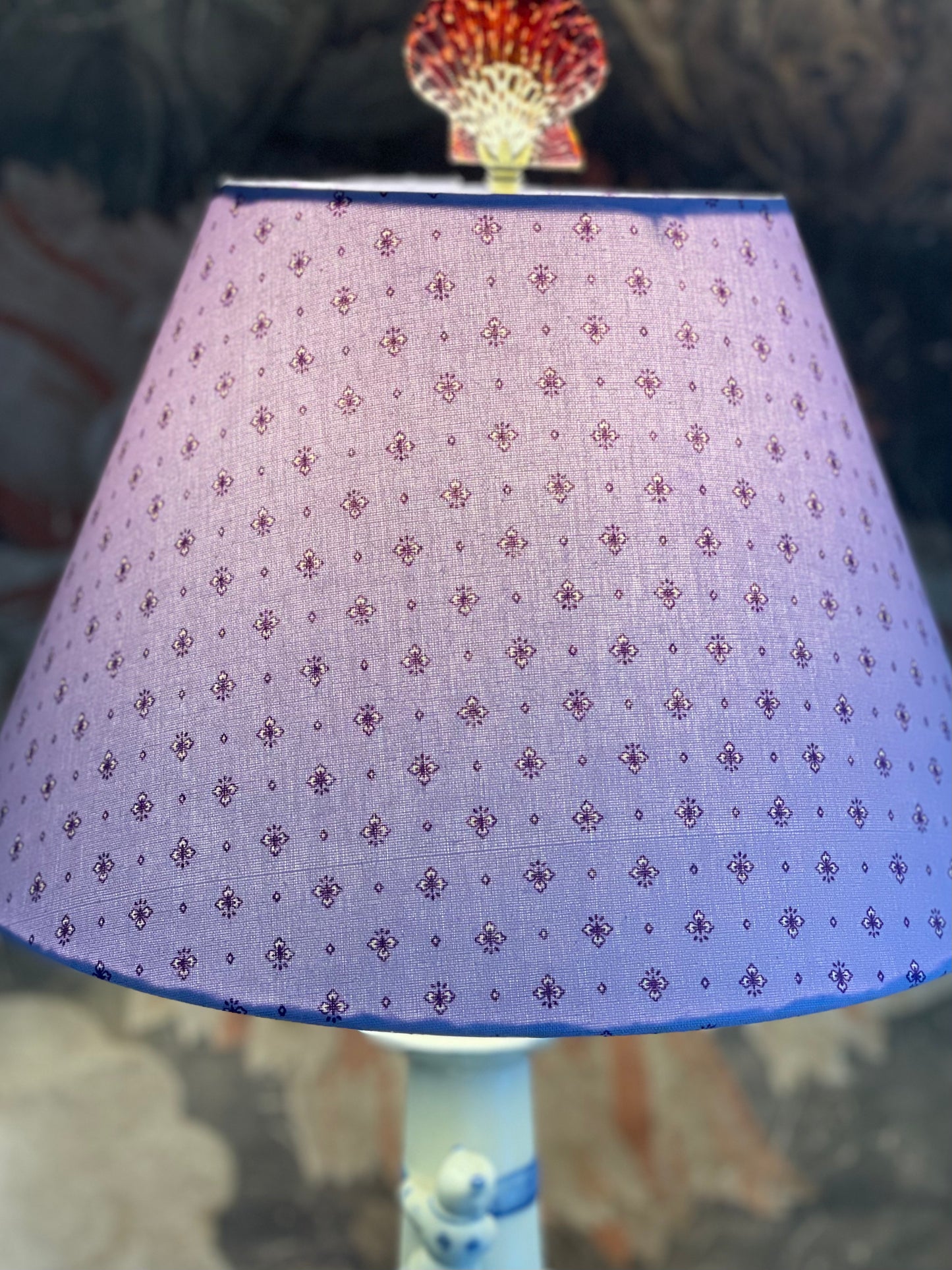 Small Conical Lampshade. French Jacquard. Provençal Lilac with Purple.