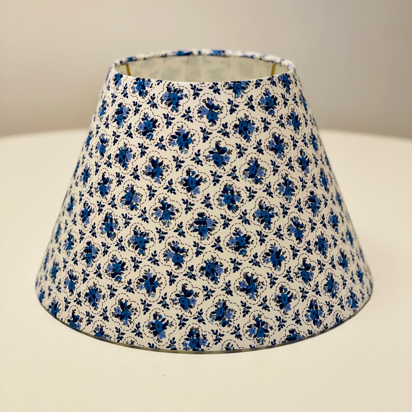 Small Conical Lampshade. Crisp Blue and White Japanese Poplin.