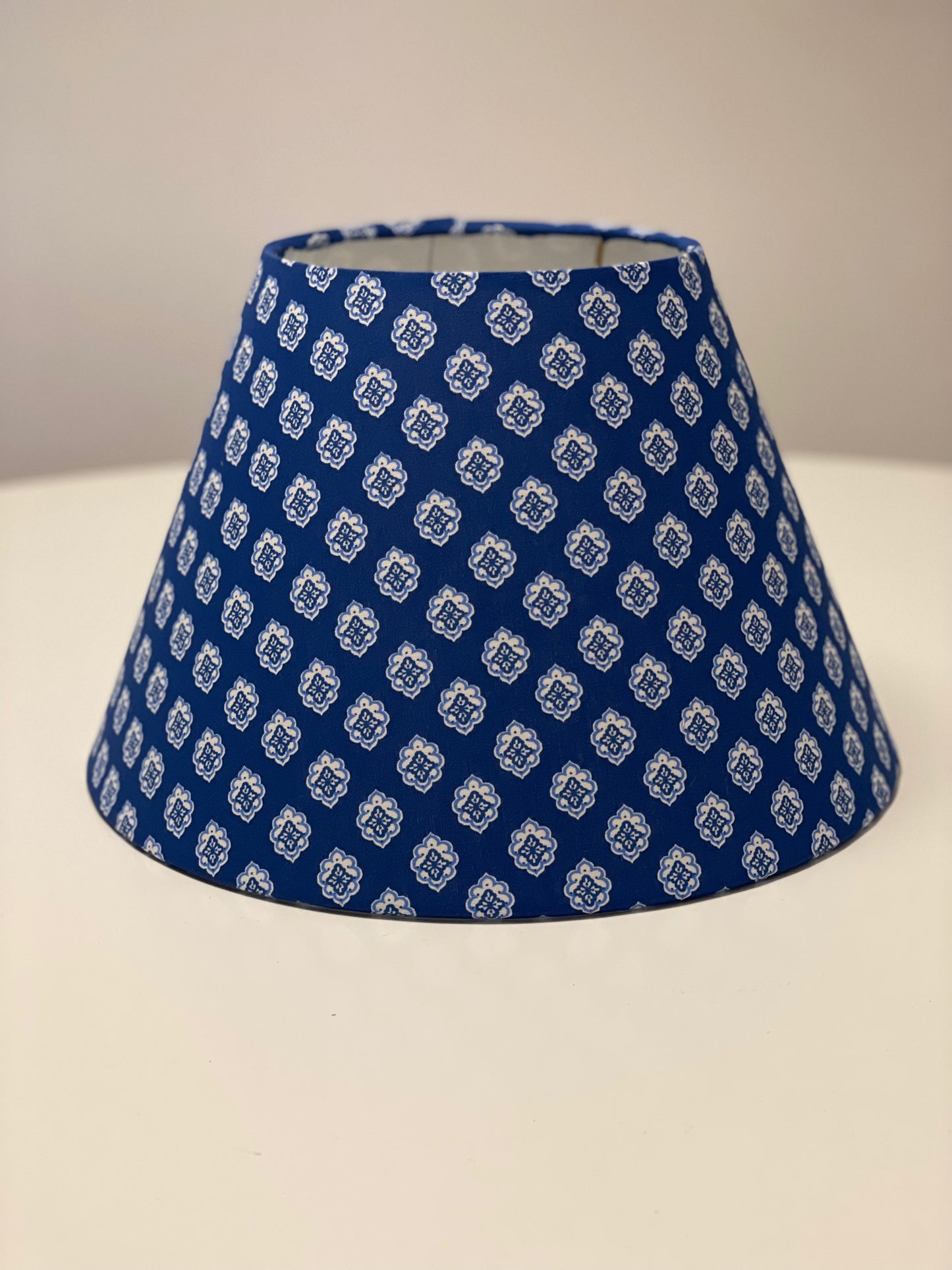 Small Conical Lampshade. French Jacquard. "Antibes" Blue and White.