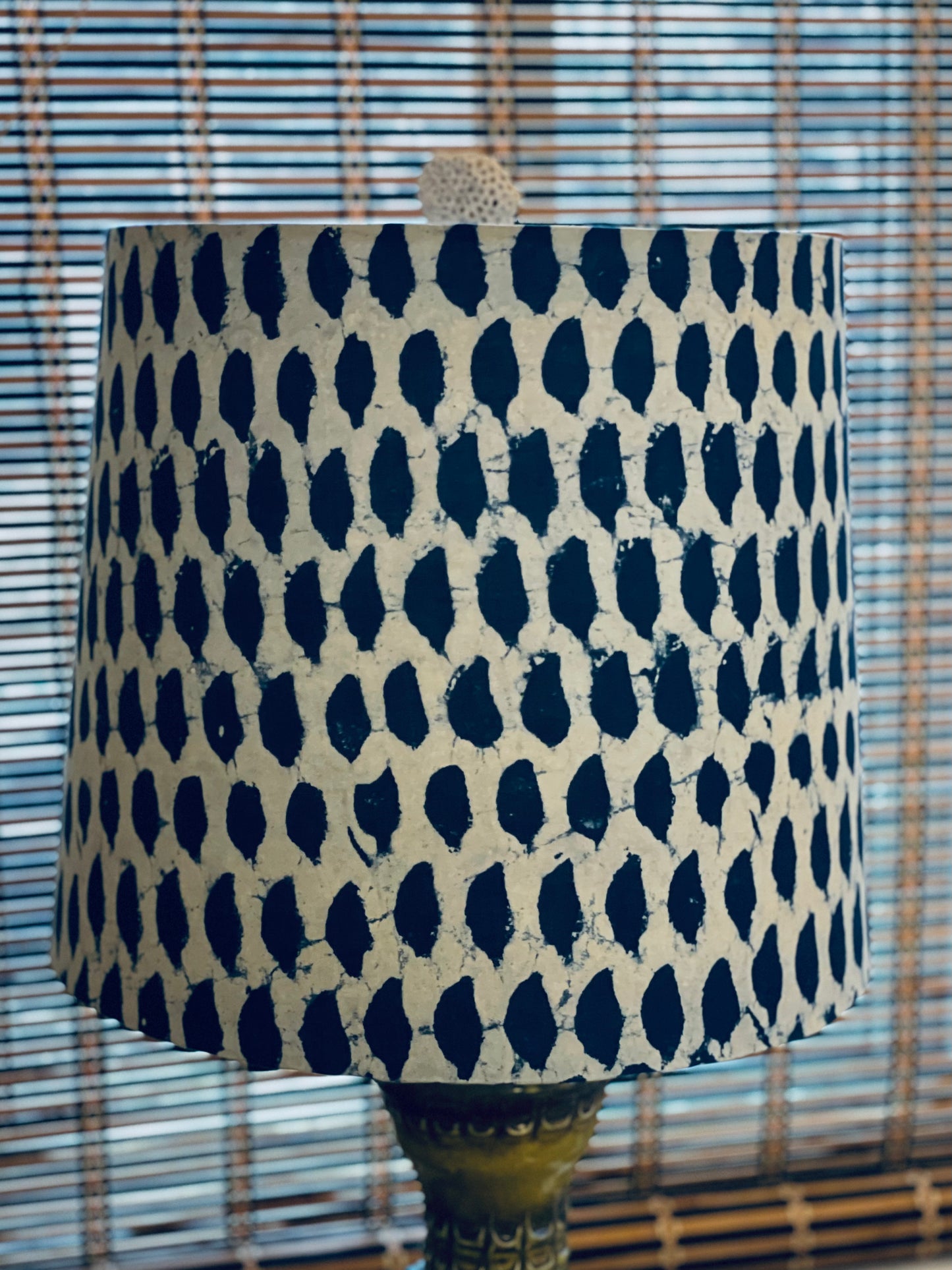 Large Empire Shade. 11.75 x 13.75 x 11.75. Indigo Hand Batik from India.