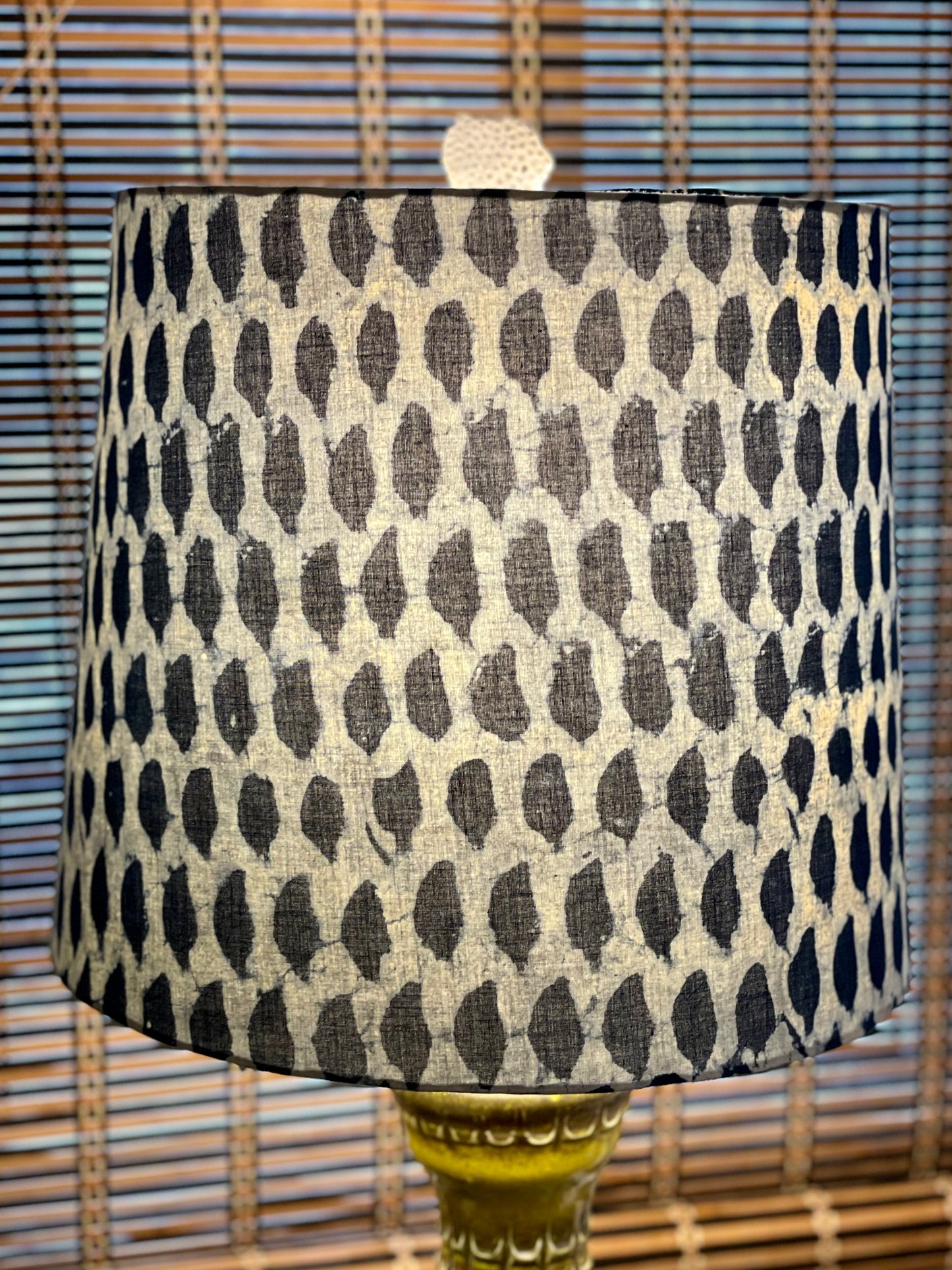 Large Empire Shade. 11.75 x 13.75 x 11.75. Indigo Hand Batik from India.