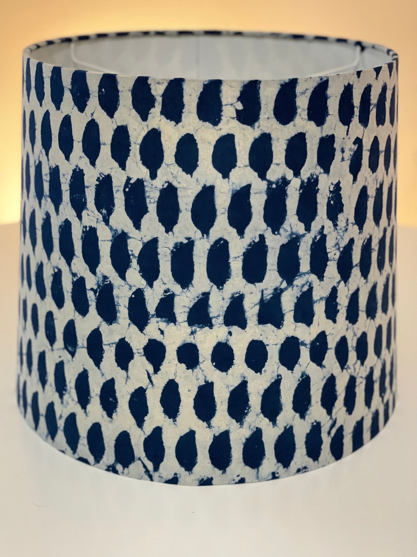 Large Empire Shade. 11.75 x 13.75 x 11.75. Indigo Hand Batik from India.