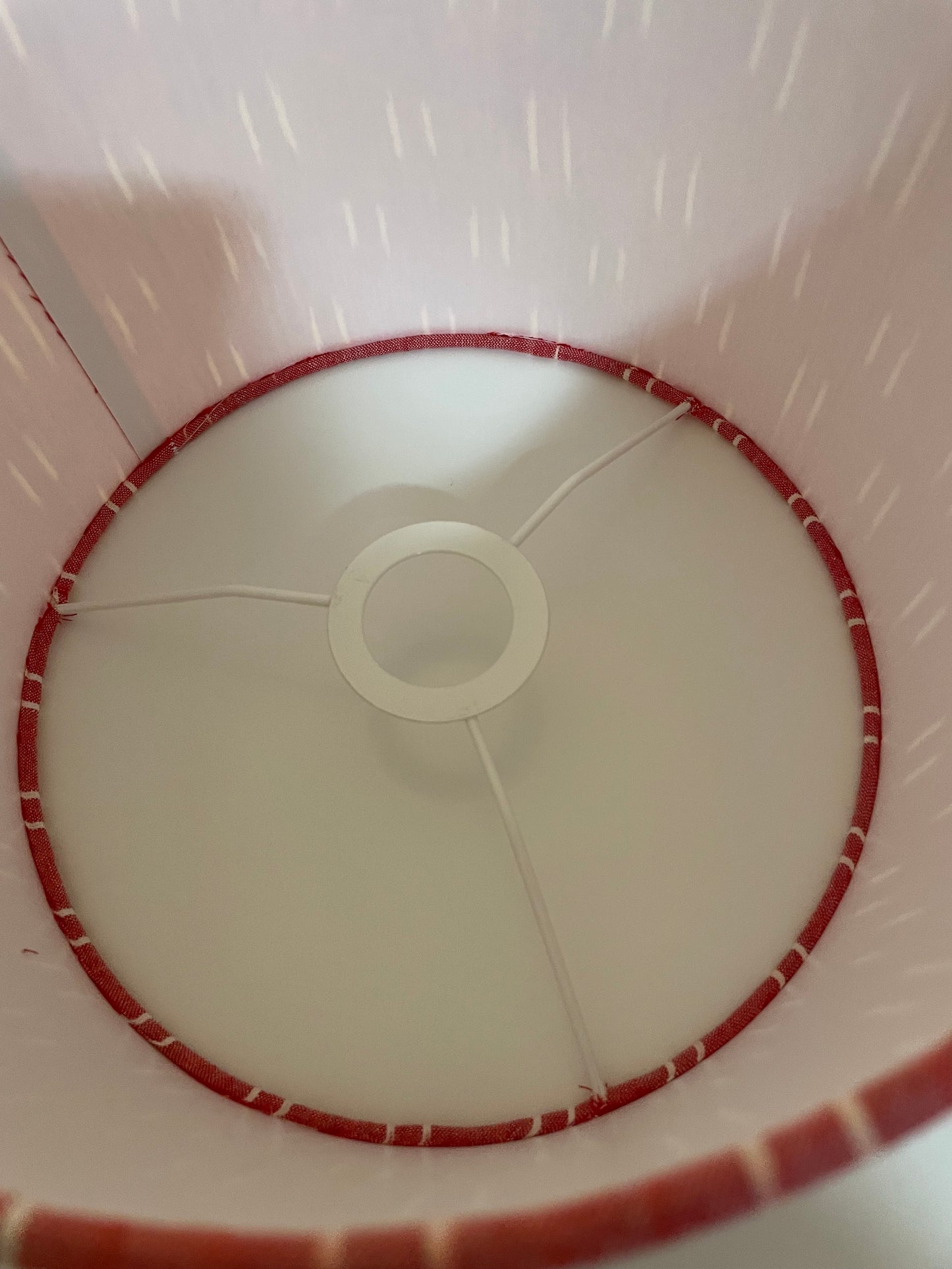 10 inch Drum Lampshade. Indian Pochampally Ikat Weave Cotton Fabric. Persimmon and Ecru.