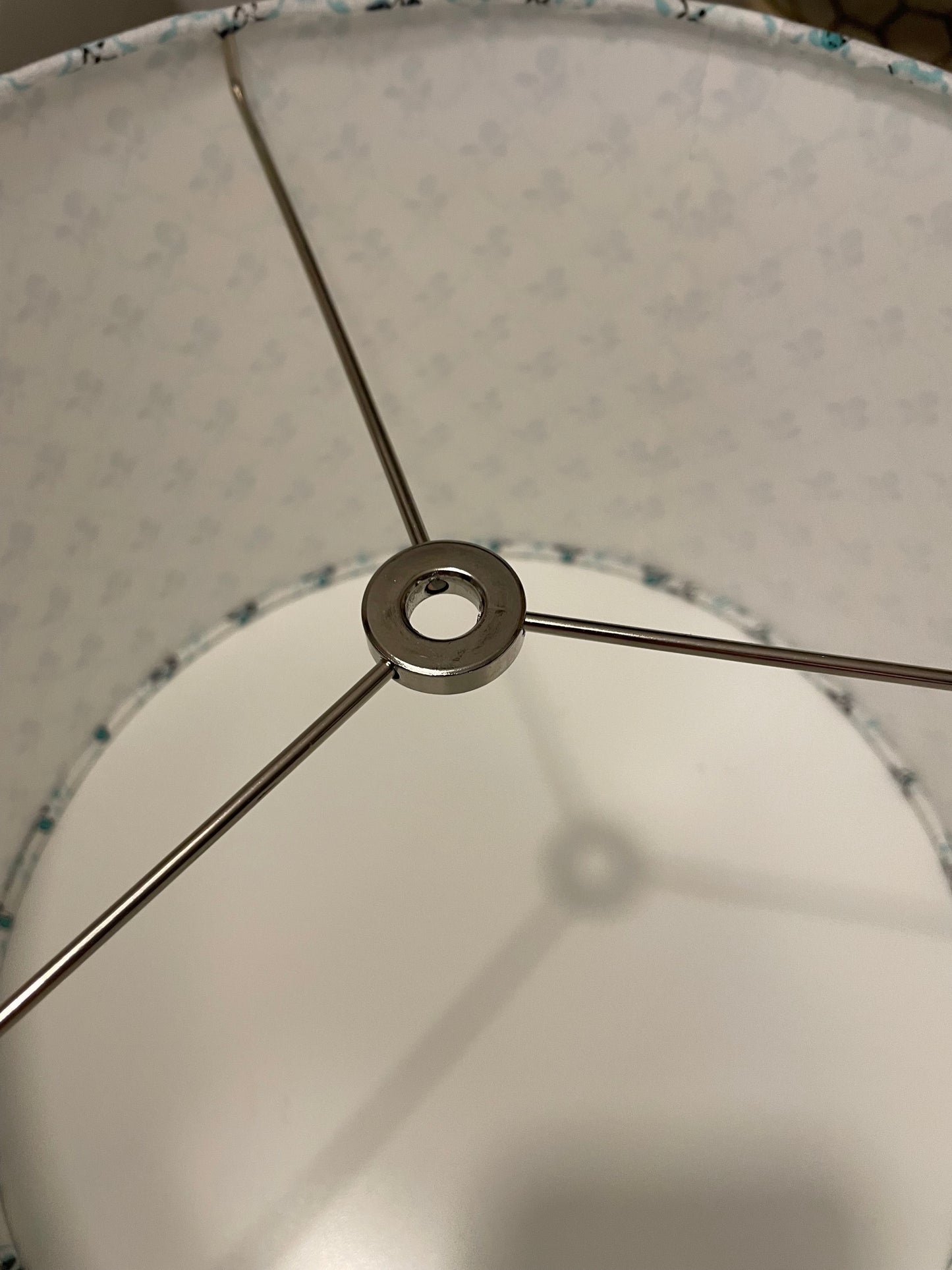 12 Inch Drum Shade. Indian Hand Block Print. Pretty Teal Lattice and Buta Pattern.