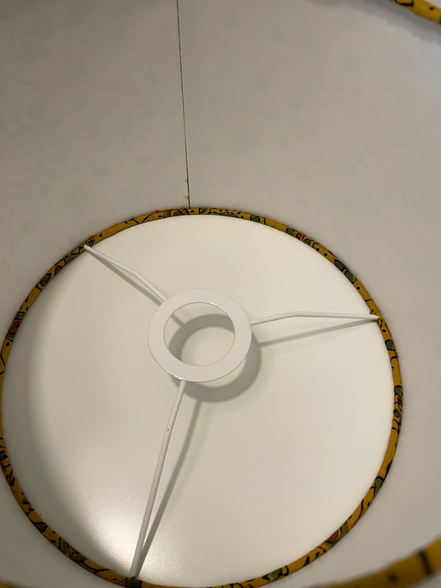 10 inch Drum Lampshade. Ajrakh Hand Block Print from India. Saffron, Olive, and Russet.