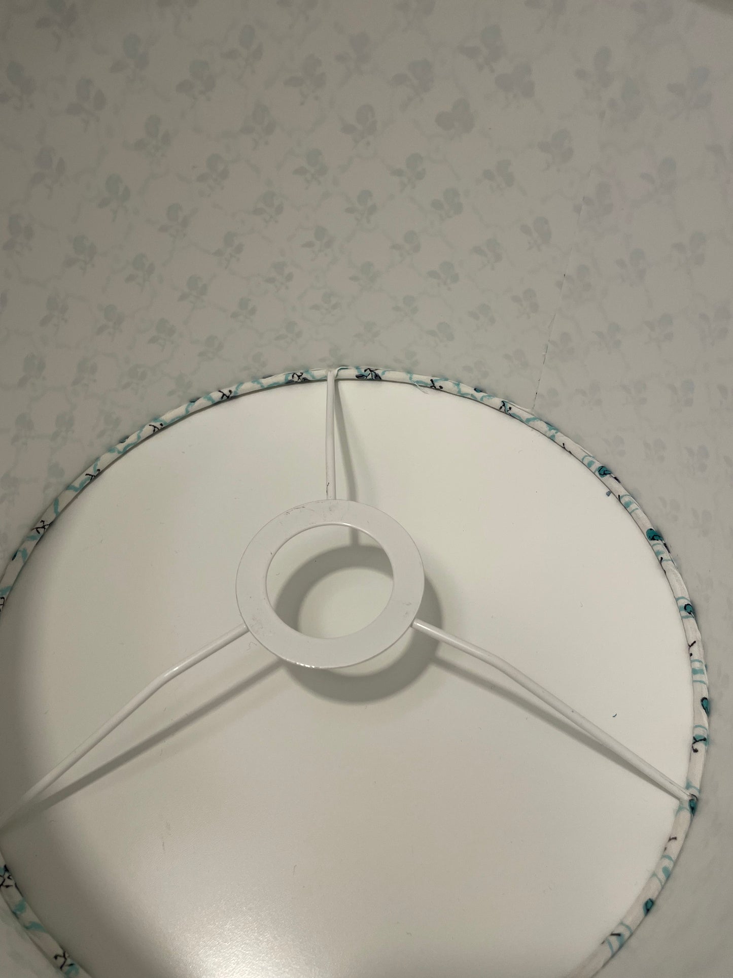 10 inch Drum Lampshade. Indian Hand Block Print. Pretty Teal Lattice and Buta Pattern.