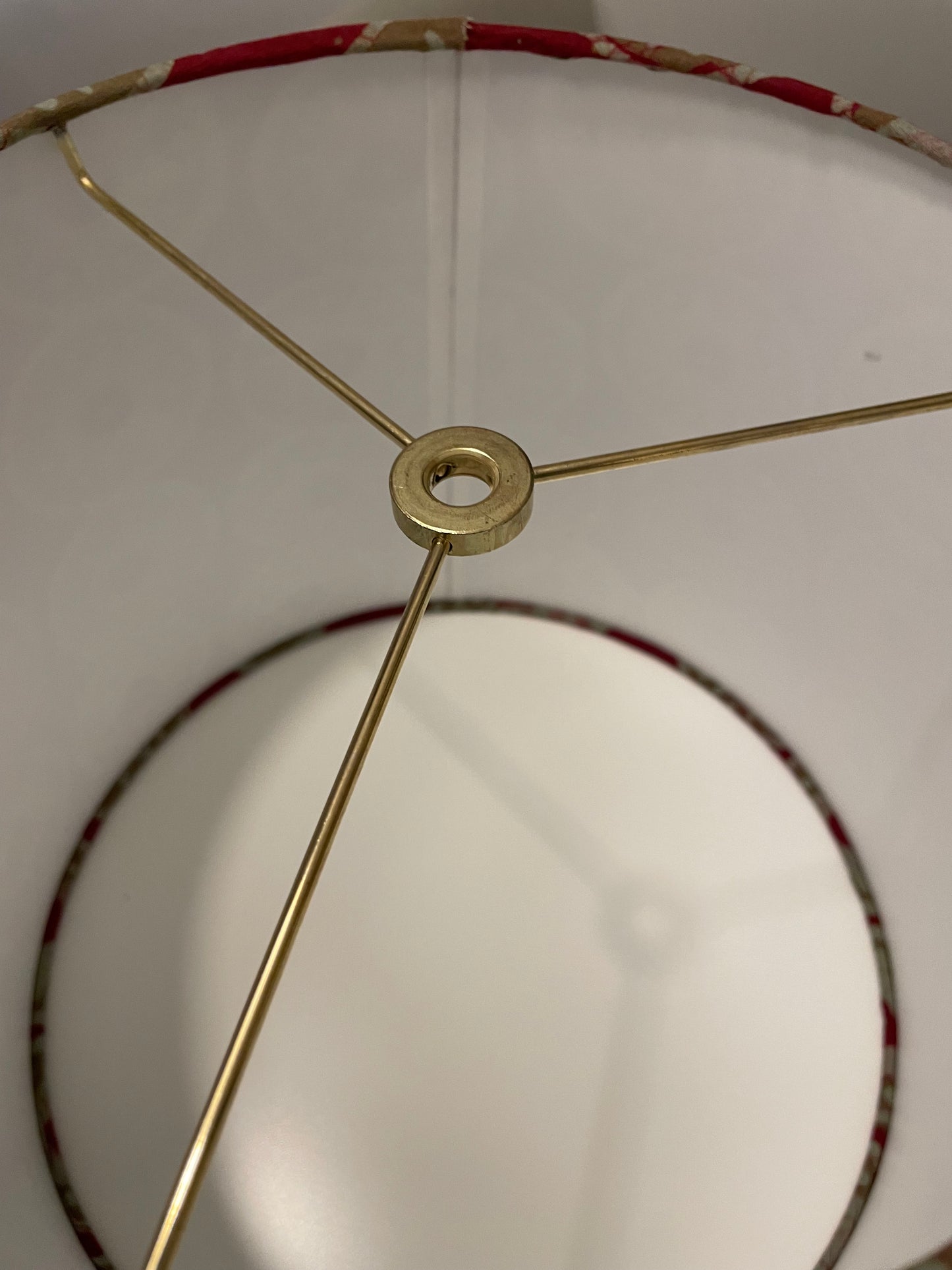 Medium Empire Lampshade. Kutchi Hand Batik from India. Rosewood with Pale Coffee and Pale Taupe.