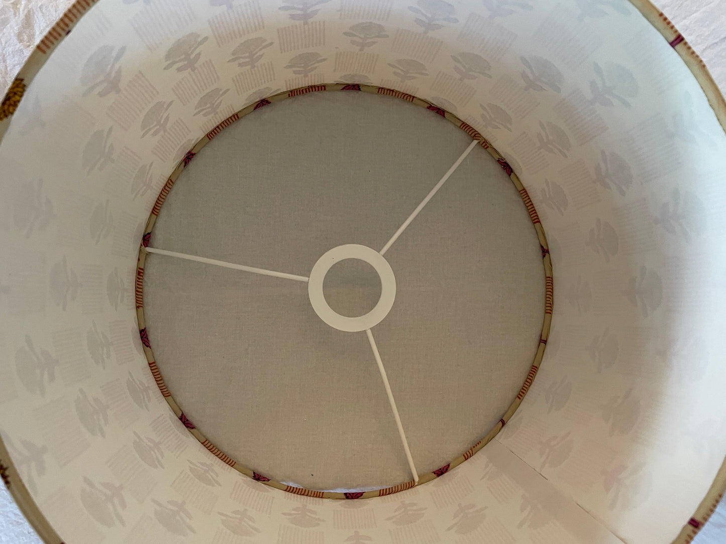 *SAMPLE SALE* 10 Inch Drum Lamp Shade. Indian Block Print. Maroon and Black on Parchment.