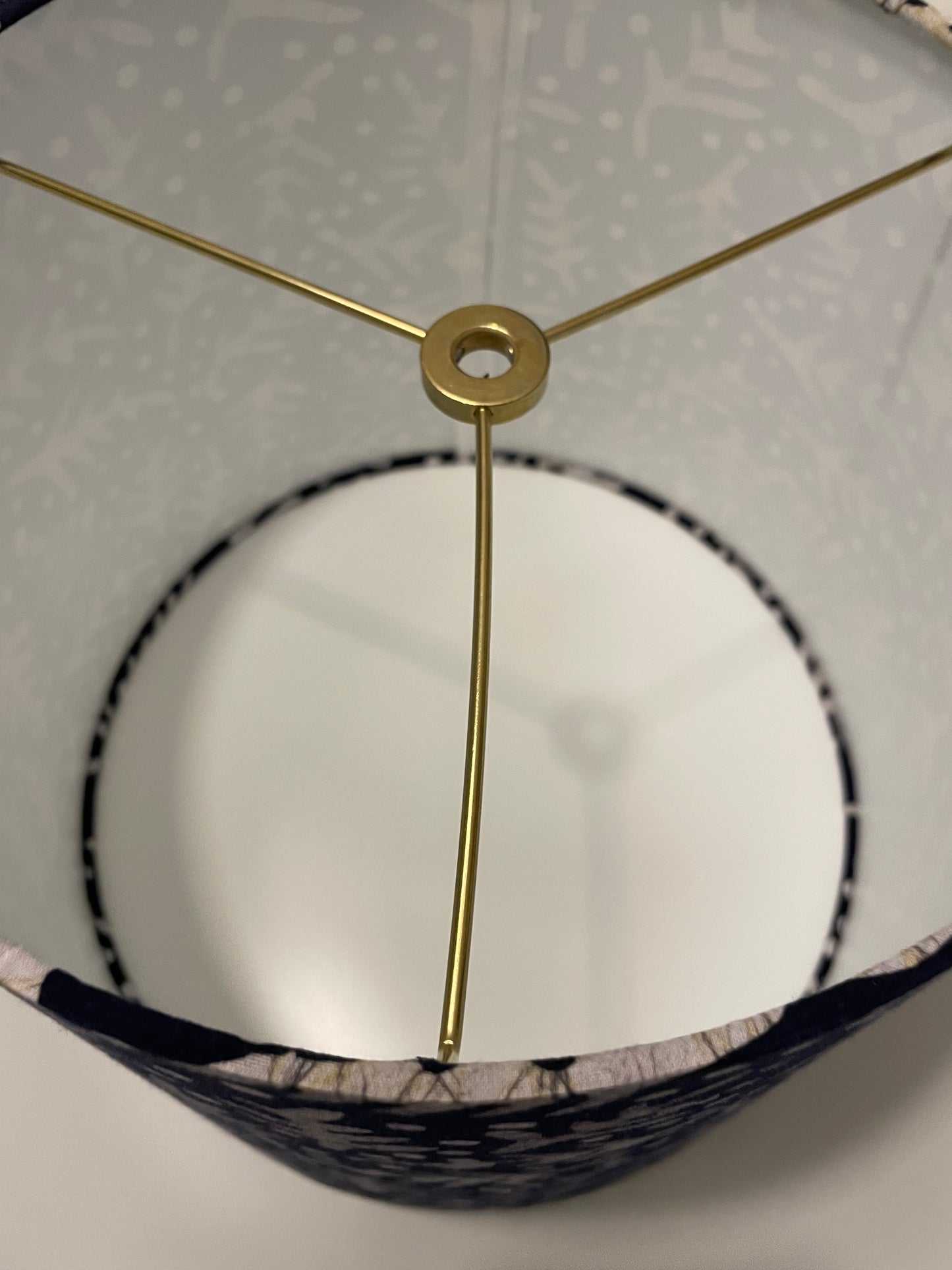 Medium Empire Lampshade. Kutchi Indigo Batik.