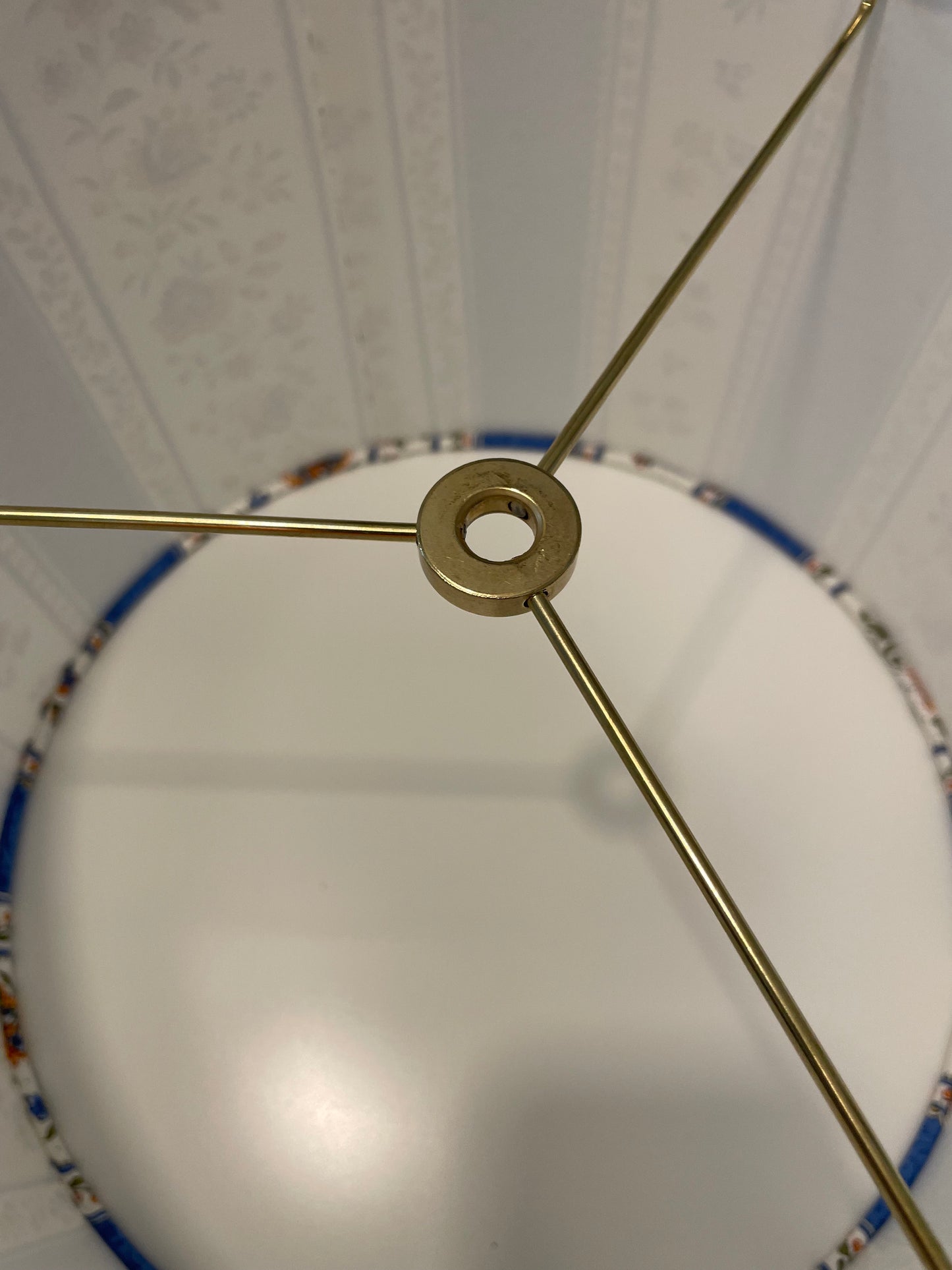 12 Inch Drum Shade. French Jacquard. Provençe Stripe "Gordes" Blue.