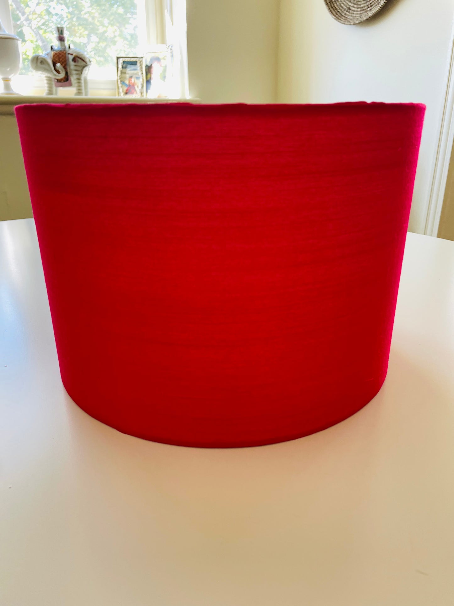 10 inch Drum Lampshade. Indian Hand Handwoven Raw Silk. Rani Pink.