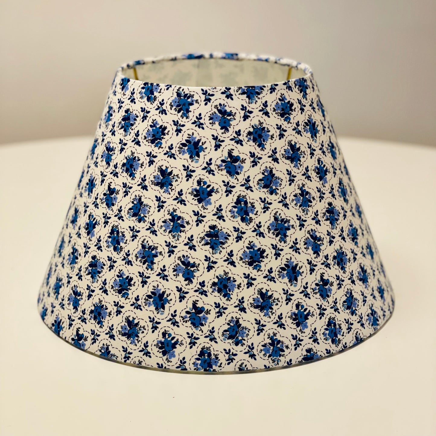 Small Conical Lampshade. Crisp Blue and White Japanese Poplin.