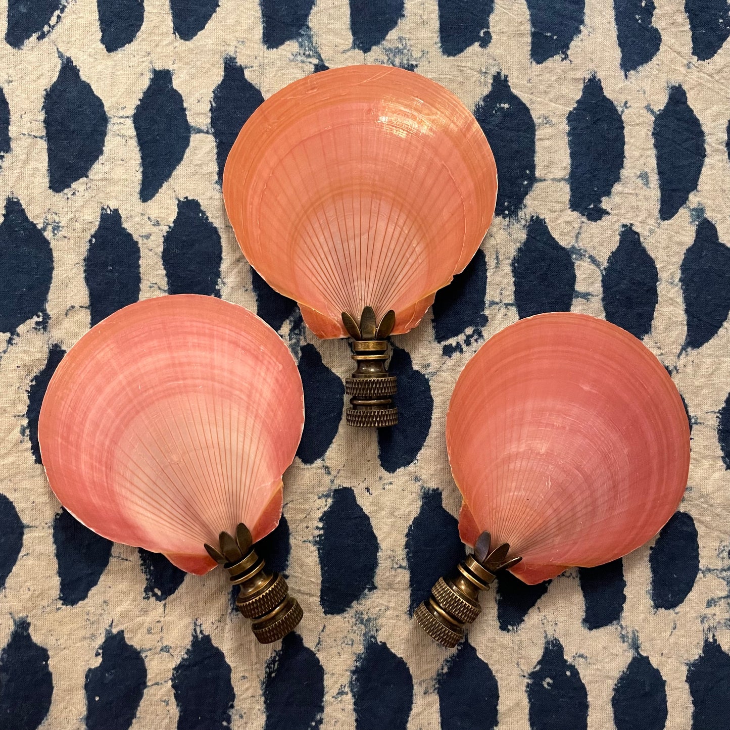 Pink Moon Scallop Seashell Finial. ~ 4 inches.