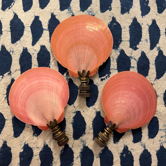 Pink Moon Scallop Seashell Finial. ~ 4 inches.