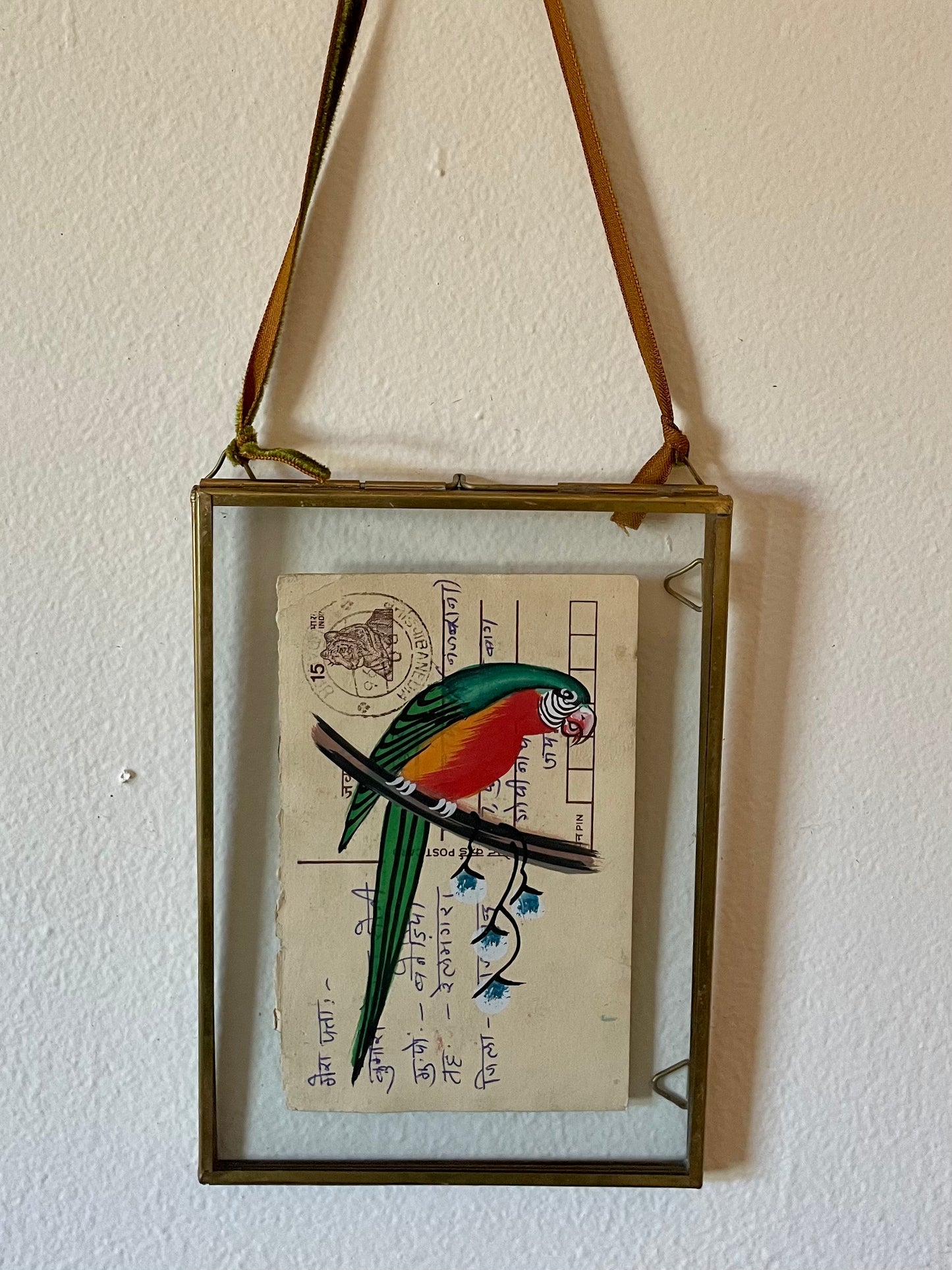 Hand Painted Vintage Postcard- Parrot