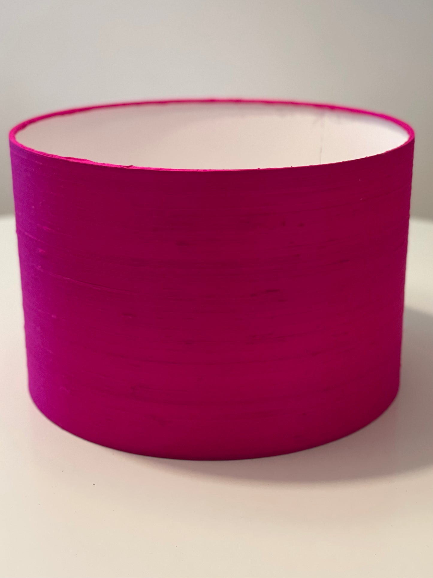12 Inch Drum Shade. Fuchsia Pink Handloom Pure Silk Dupioni Fabric from Andhra Pradesh.