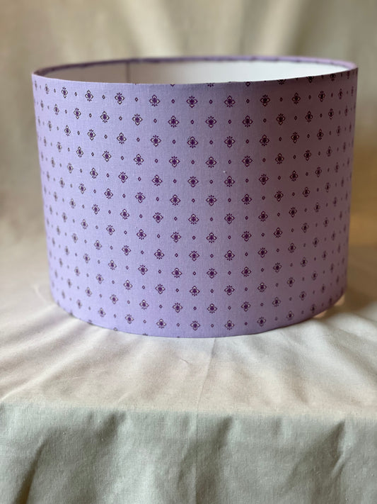 10 inch Drum Lampshade. French Jacquard. Lilac with Purple.